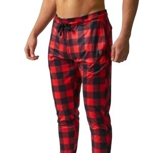 NWT Born Primitive Men's Rest Day Joggers in Red/Black Buffalo Plaid Pants